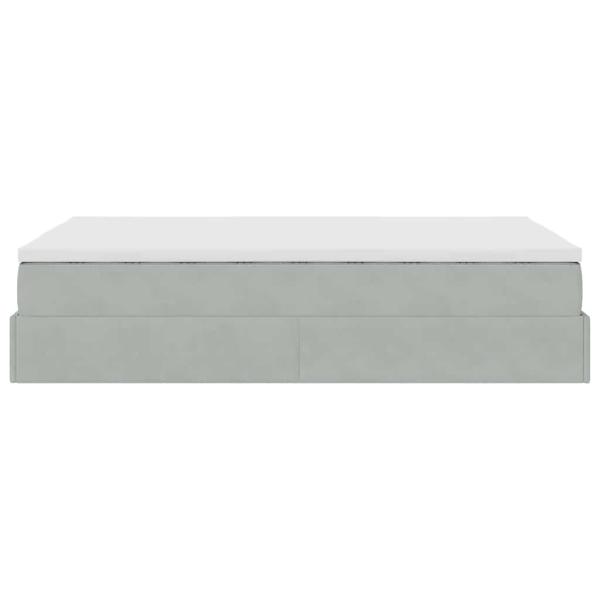 Ottoman-Bett mit Matratze Hellgrau 120x200 cm Samt