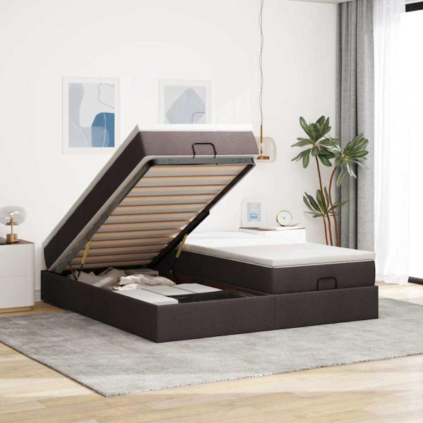 ARDEBO.de - Ottoman-Bett mit Matratzen Dunkelbraun 180x200 cm Stoff