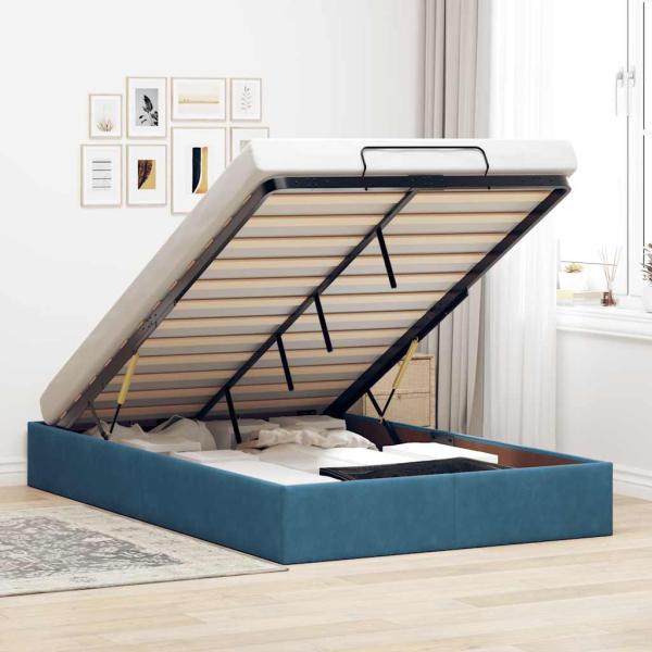 ARDEBO.de - Ottoman-Bett ohne Matratze Dunkelblau 120x200 cm Samt