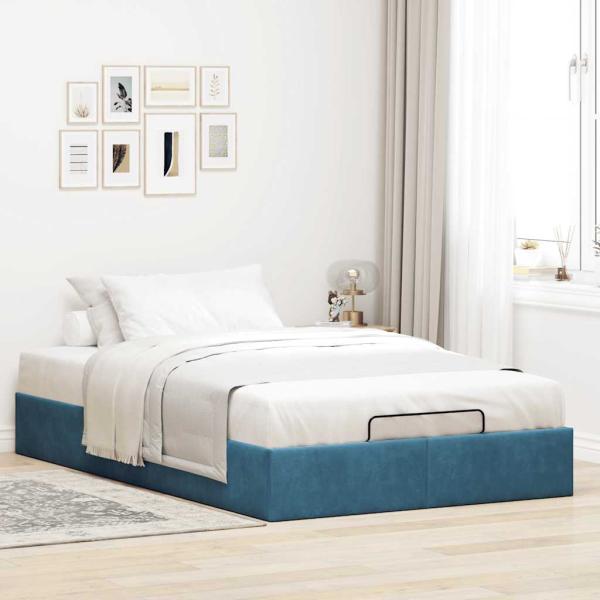 Ottoman-Bett ohne Matratze Dunkelblau 120x200 cm Samt