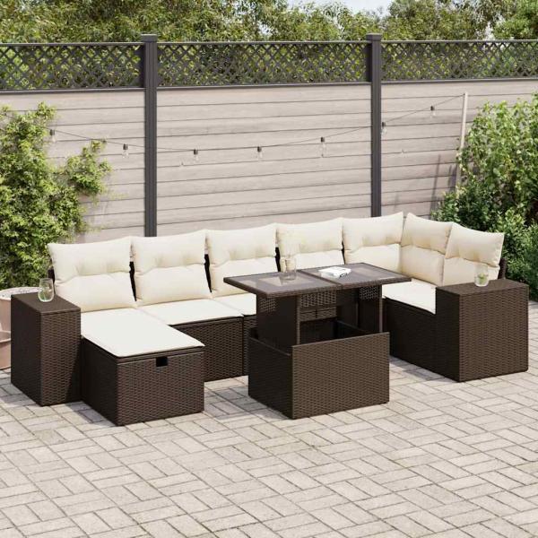 ARDEBO.de - 5-tlg. Garten-Sofagarnitur mit Kissen Braun Poly Rattan