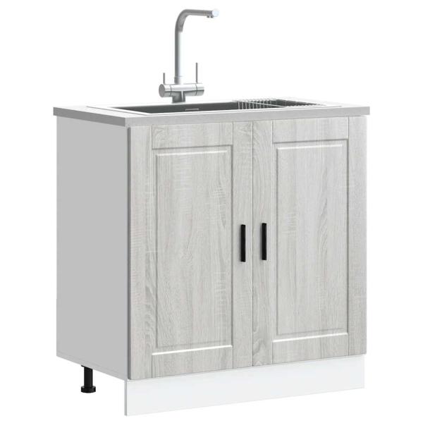 ARDEBO.de - Spülenunterschrank Porto Grau Sonoma 80x46x81,5cm Holzwerkstoff