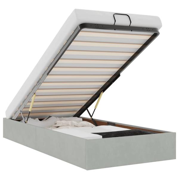 Ottoman-Bett ohne Matratze Hellgrau 100x200 cm Samt