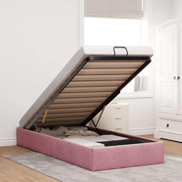 ARDEBO.de - Ottoman-Bett ohne Matratze Rosa 100x200 cm Samt