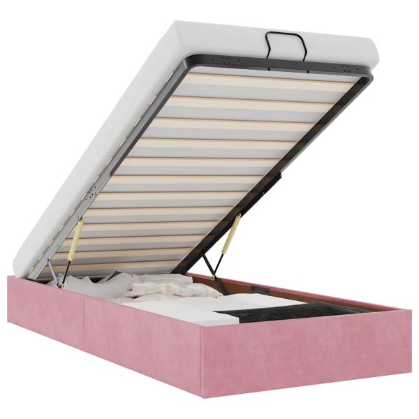 Ottoman-Bett ohne Matratze Rosa 90x190 cm Samt