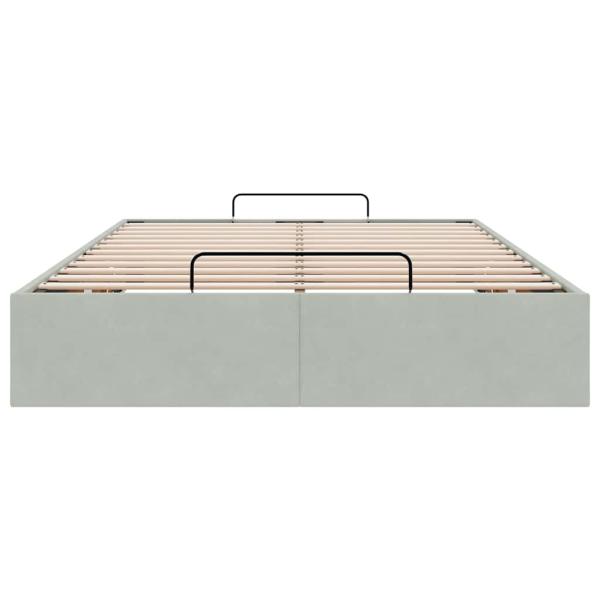 Ottoman-Bett ohne Matratze Hellgrau 120x200 cm Samt