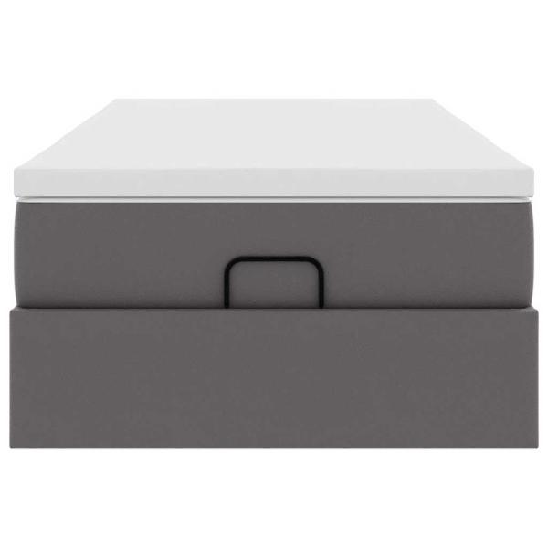 ARDEBO.de - Ottoman-Bett mit Matratze Grau 90x190 cm Kunstleder