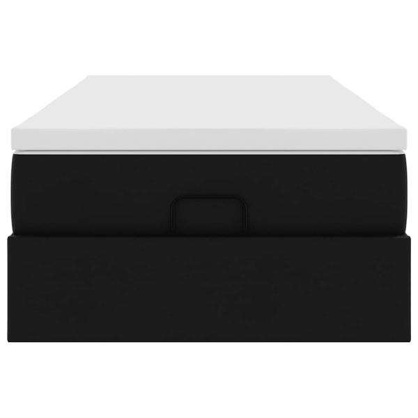Ottoman-Bett mit Matratze Schwarz 90x200 cm Kunstleder