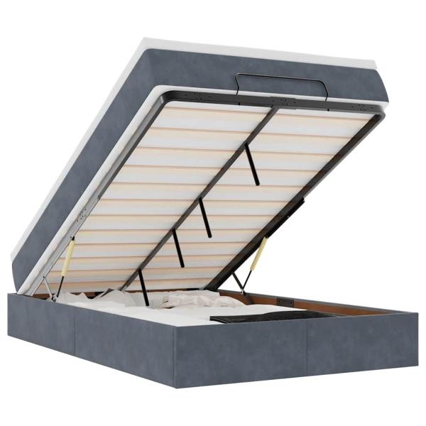 Ottoman-Bett mit Matratze Dunkelgrau 120x190 cm Samt