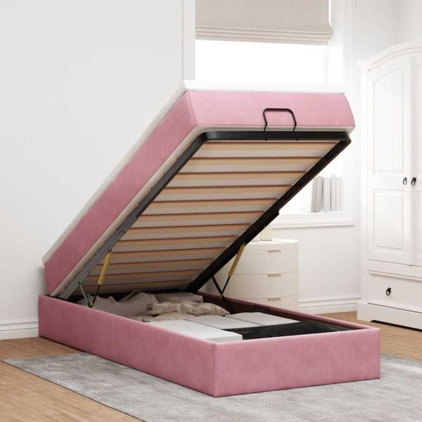ARDEBO.de - Ottoman-Bett mit Matratze Rosa 100x200 cm Samt