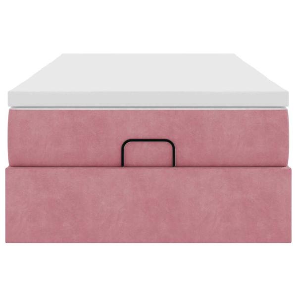 Ottoman-Bett mit Matratze Rosa 100x200 cm Samt