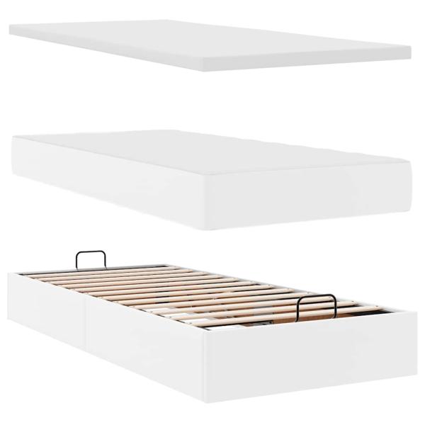 ARDEBO.de - Ottoman-Bett mit Matratzen Weiß 160x200 cm Kunstleder