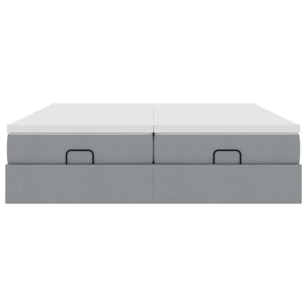 Ottoman-Bett mit Matratzen Hellgrau 180x200 cm Stoff