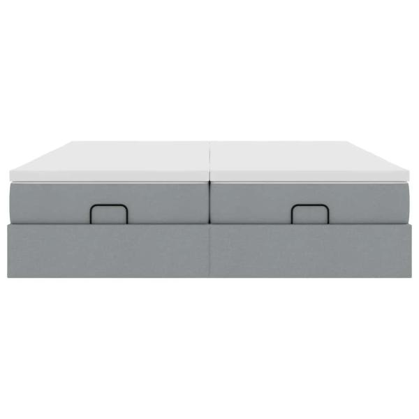 Ottoman-Bett mit Matratzen Hellgrau 160x200 cm Stoff