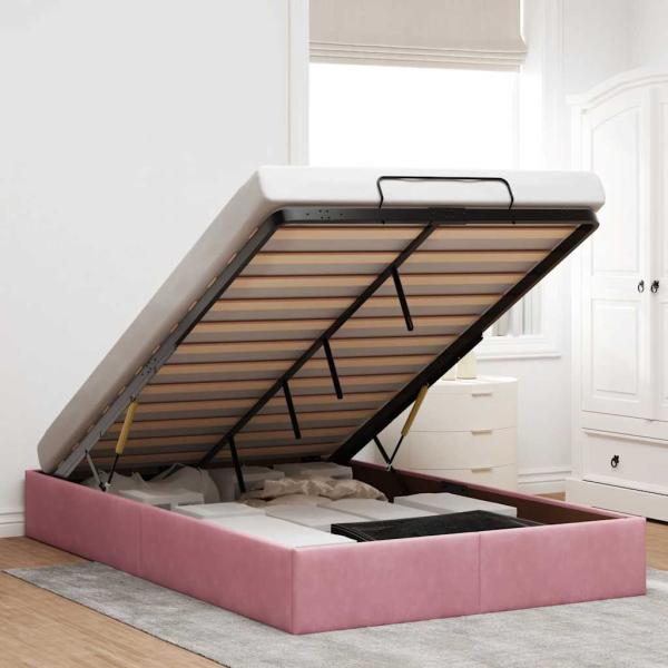 ARDEBO.de - Ottoman-Bett ohne Matratze Rosa 120x200 cm Samt
