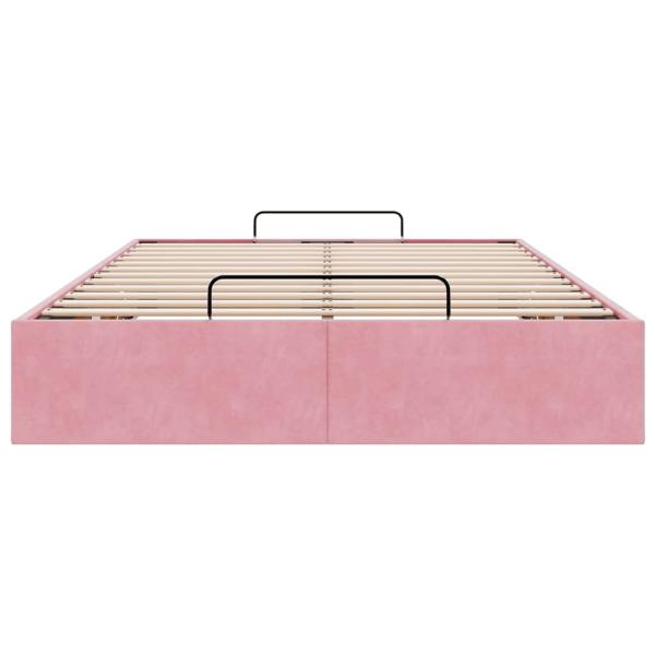 Ottoman-Bett ohne Matratze Rosa 120x200 cm Samt
