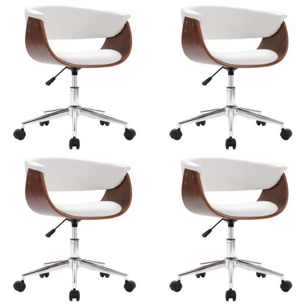 Esszimmerstühle 4 Stk. Drehbar Weiß Kunstleder