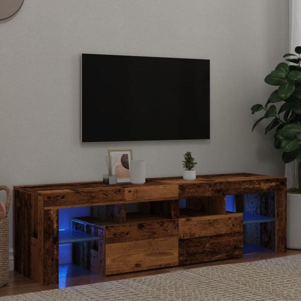 ARDEBO.de - TV-Schrank mit LED Altholz-Optik 140x36,5x40 cm Holzwerkstoff