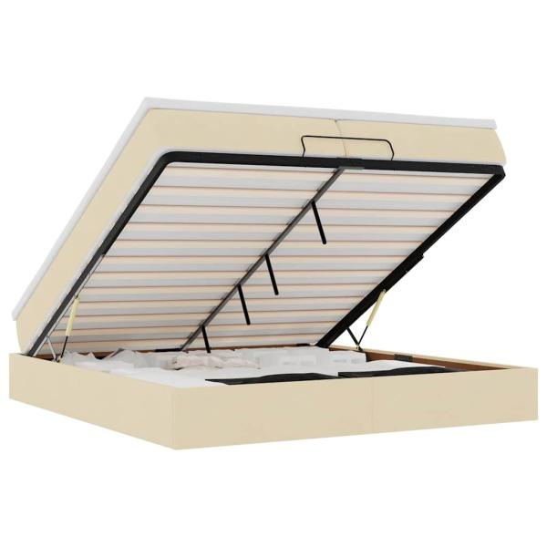 Ottoman-Bett mit Matratzen Creme 200x200 cm Stoff