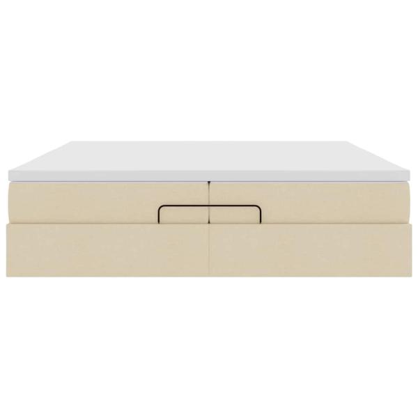 Ottoman-Bett mit Matratzen Creme 200x200 cm Stoff