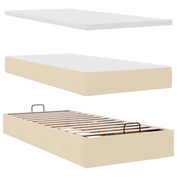 ARDEBO.de - Ottoman-Bett mit Matratze Creme 90x200 cm Stoff