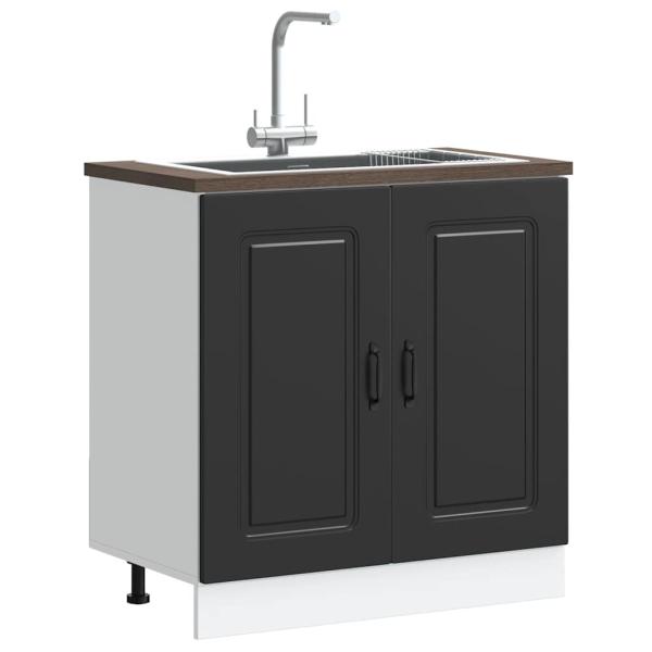 ARDEBO.de - Spülenunterschrank Kalmar Schwarz 80x46x81,5 cm Holzwerkstoff