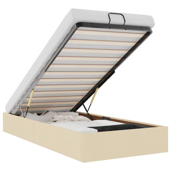 Ottoman-Bett ohne Matratze Creme 80x200 cm Stoff
