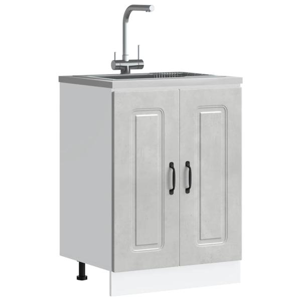 ARDEBO.de - Spülenunterschrank Kalmar Betongrau 60x46x81,5 cm Holzwerkstoff