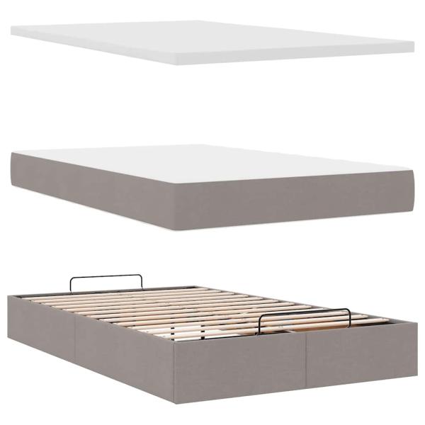 Ottoman-Bett mit Matratze Taupe 120x190 cm Stoff