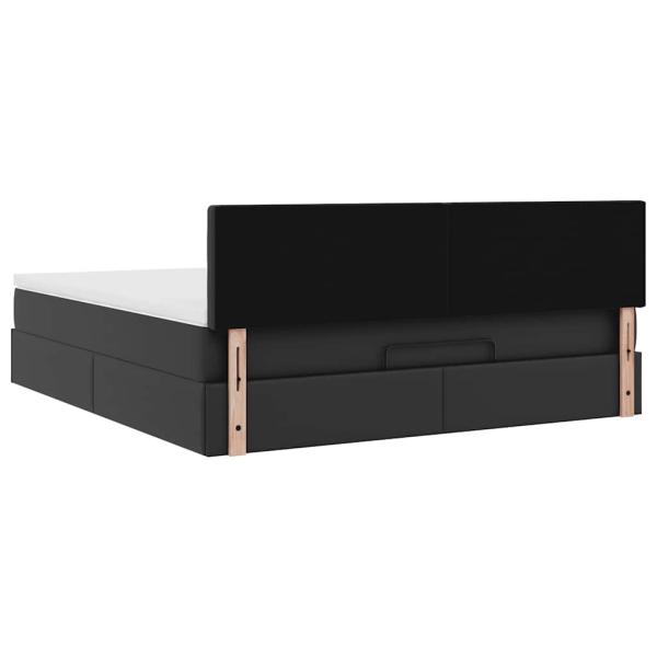 Ottoman-Bett mit Matratze Schwarz 180x200 cm Kunstleder