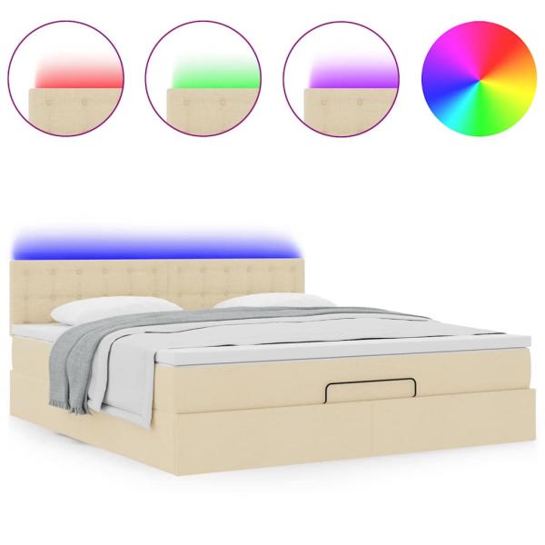 Ottoman-Bett mit Matratze Creme 180x200 cm Stoff