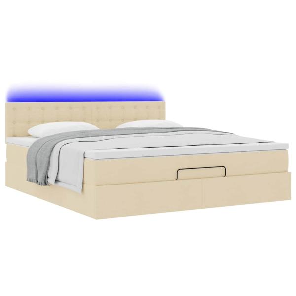 Ottoman-Bett mit Matratze Creme 180x200 cm Stoff