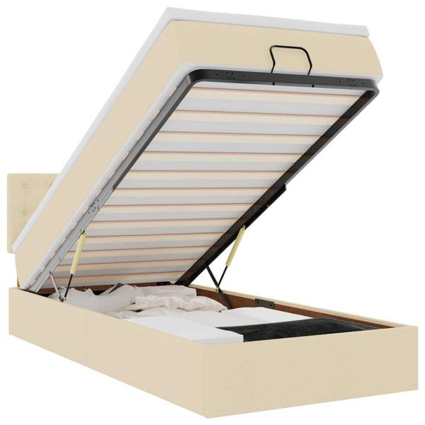 Ottoman-Bett mit Matratze Creme 80x200 cm Stoff