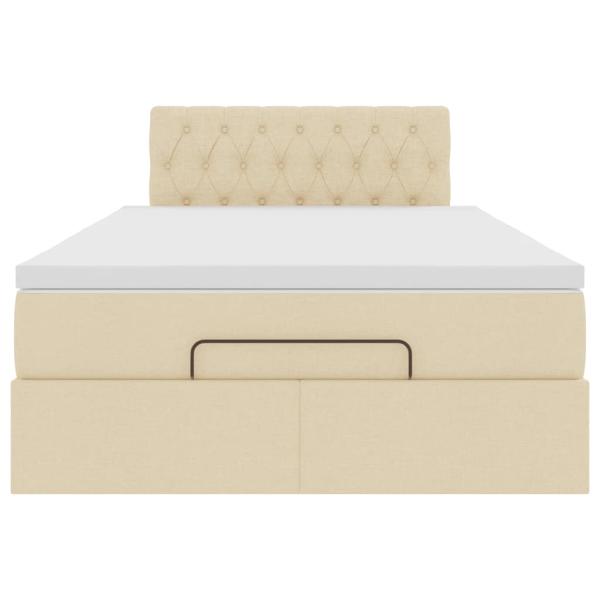 Ottoman-Bett mit Matratze Creme 120x190 cm Stoff
