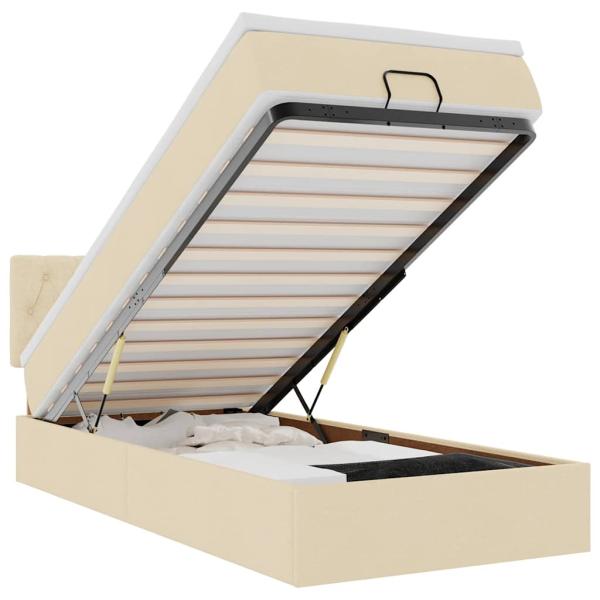 Ottoman-Bett mit Matratze Creme 90x190 cm Stoff