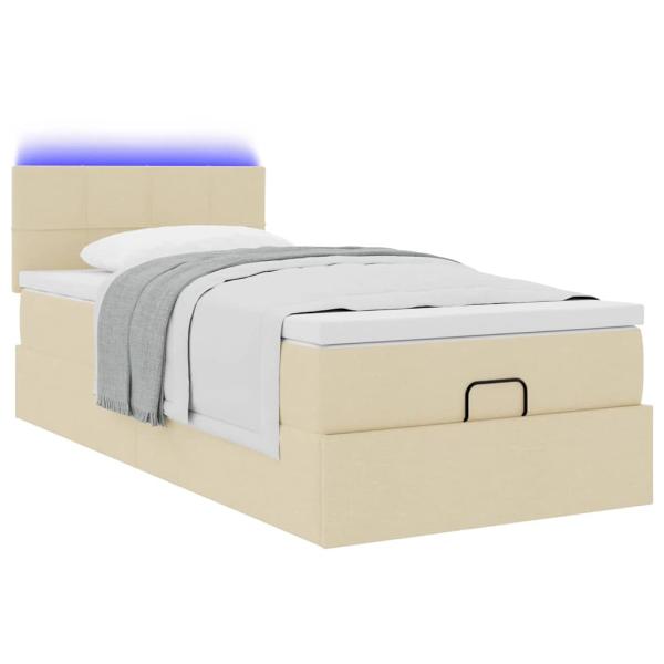 Ottoman-Bett mit Matratze Creme 80x200 cm Stoff