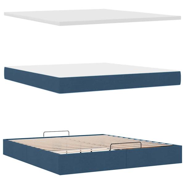 ARDEBO.de - Ottoman-Bett mit Matratze Blau 180x200 cm Stoff