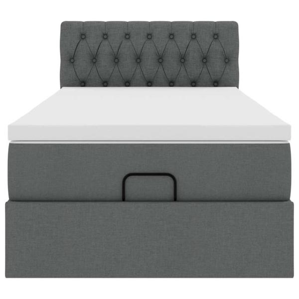Ottoman-Bett mit Matratze Dunkelgrau 80x200 cm Stoff