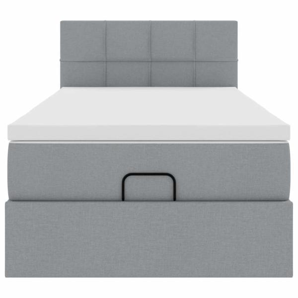 Ottoman-Bett mit Matratze Hellgrau 80x200 cm Stoff