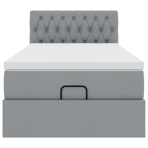 Ottoman-Bett mit Matratze Hellgrau 90x190 cm Stoff
