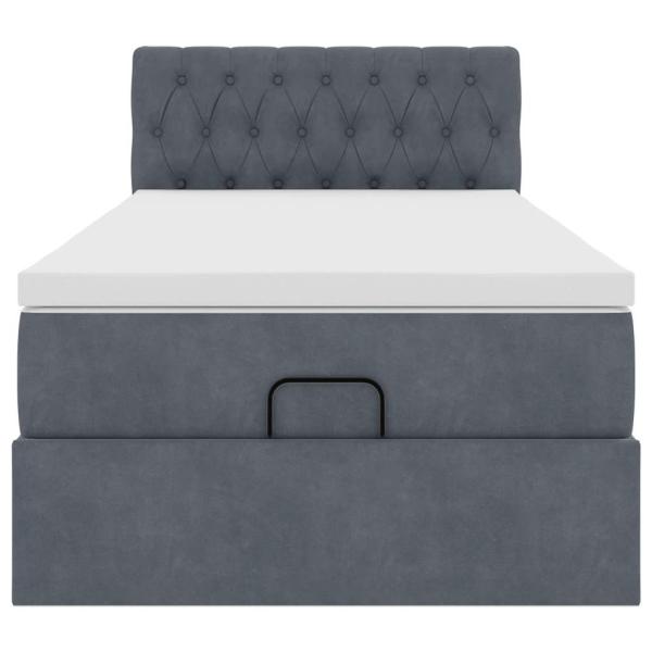 Ottoman-Bett mit Matratze Dunkelgrau 100x200 cm Samt