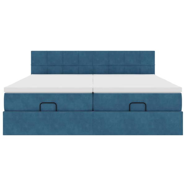 Ottoman-Bett mit Matratzen Dunkelblau 200x200 cm Samt
