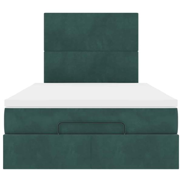 Ottoman-Bett mit Matratzen Dunkelgrün 120x190 cm Samt