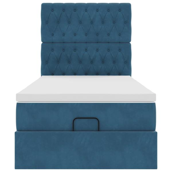 Ottoman-Bett mit Matratzen Dunkelblau 80x200 cm Samt