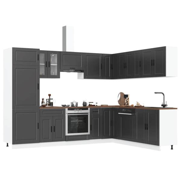ARDEBO.de - 14-tlg. Küchenschrank-Set Porto Schwarz Holzwerkstoff