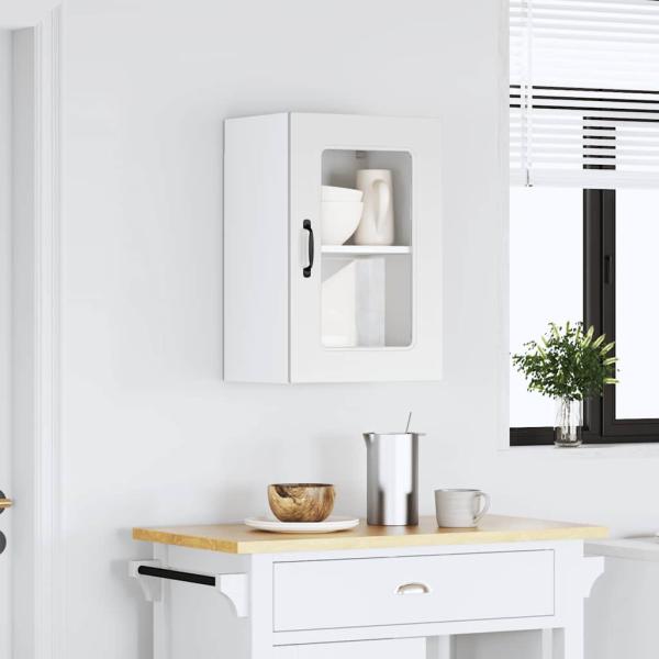 Küchen-Hängeschrank mit Glastür Kalmar Weiß Holzwerkstoff