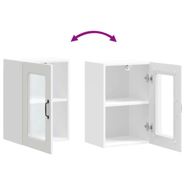 Küchen-Hängeschrank mit Glastür Kalmar Weiß Holzwerkstoff