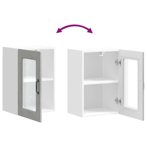 Küchen-Hängeschrank mit Glastür Kalmar Betongrau Holzwerkstoff
