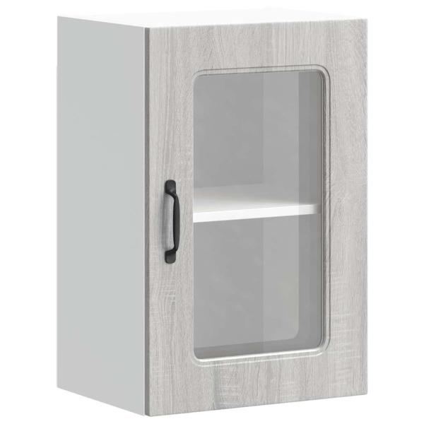 Küchen-Hängeschrank mit Glastür Grau Sonoma Holzwerkstoff