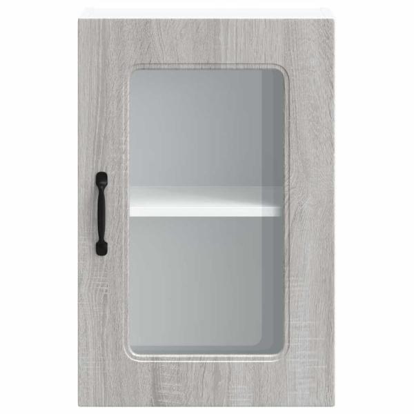 Küchen-Hängeschrank mit Glastür Grau Sonoma Holzwerkstoff